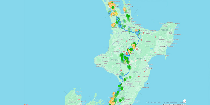 Map of 21 day week 1 Itinerary