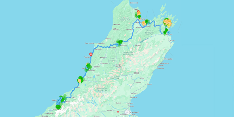 Map of 21 day week 2 Itinerary