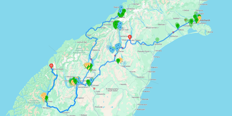 Map of 21 day week 3 Itinerary
